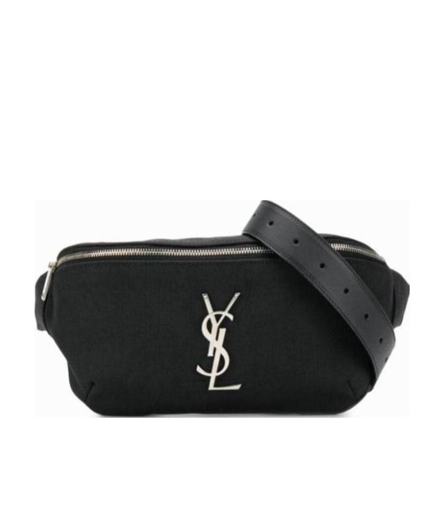 Saint Laurent Monogram Canvas Belt Bag In Black