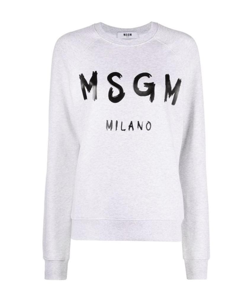 Msgm Logo-print Crew Neck Sweatshirt In White