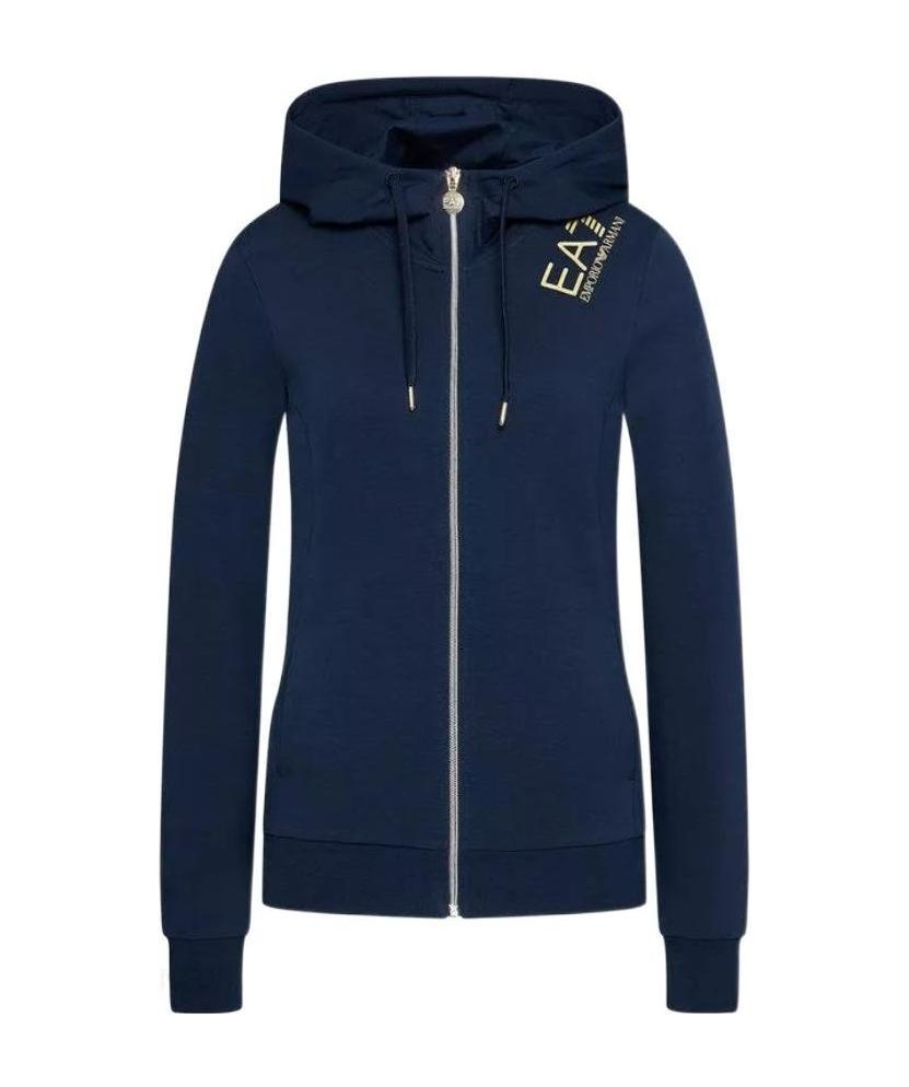 Emporio Armani Logo Hooded Casual Jacket In Black