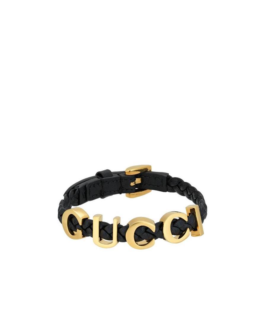 Gucci Logo-plaque Bracelet In Black