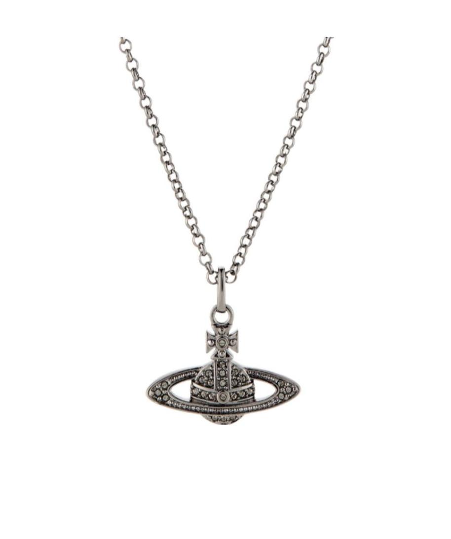 Vivienne Westwood Mini Embossed Pendant Necklace In Gray