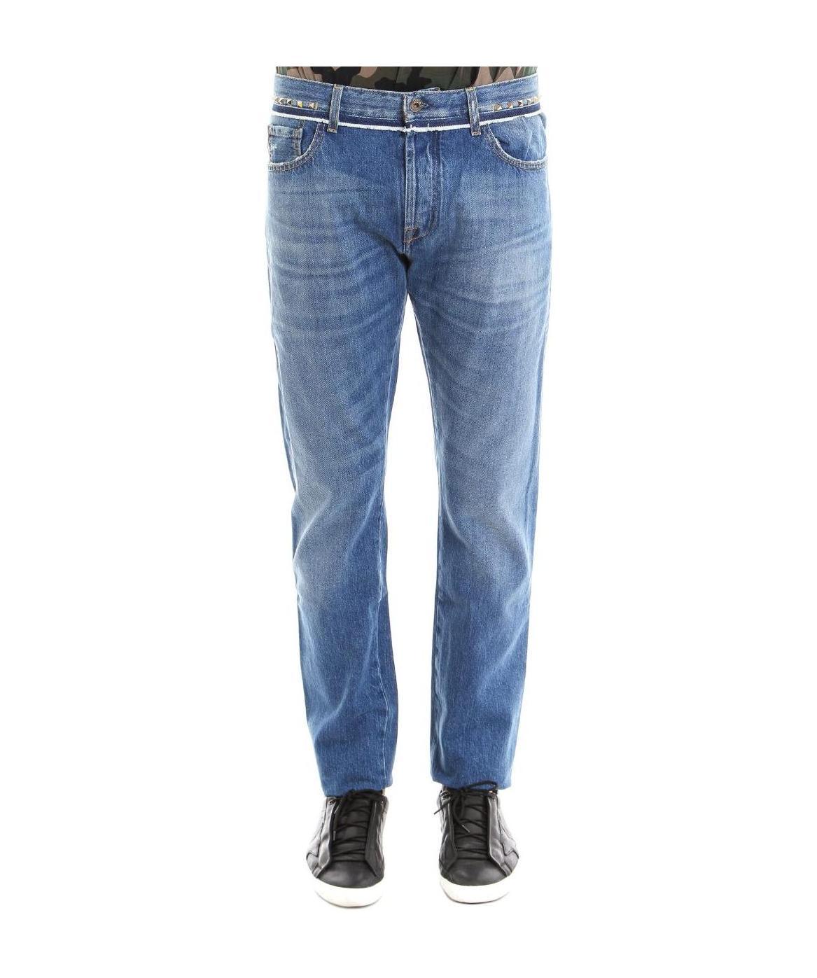 Valentino Hidden Zipper Jeans In Blue