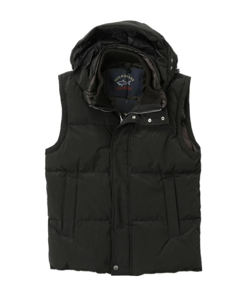 Paul & Shark Logo Patch Hooded Down Jacket In Black