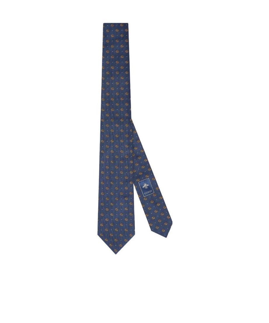 Gucci Gg Pattern Tie In Blue