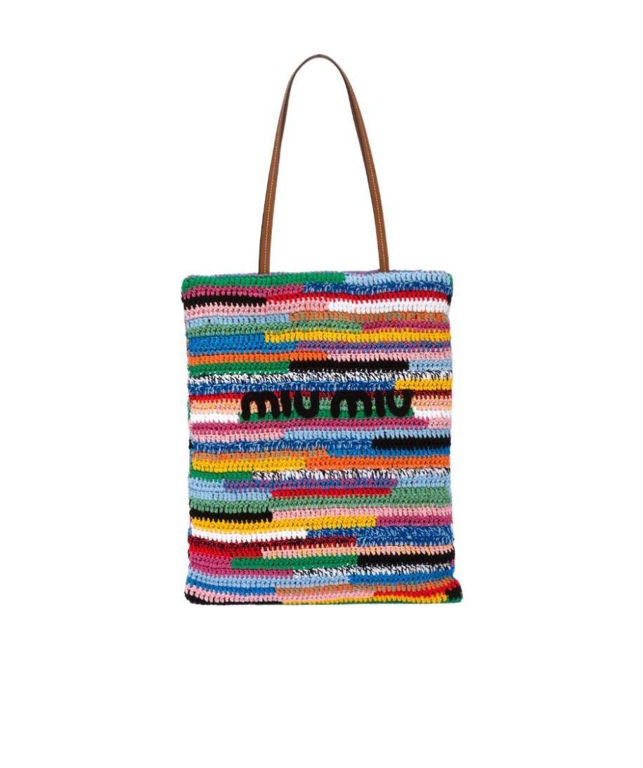 Miu Miu Crochet-knitted Top Handle Bag In Multi