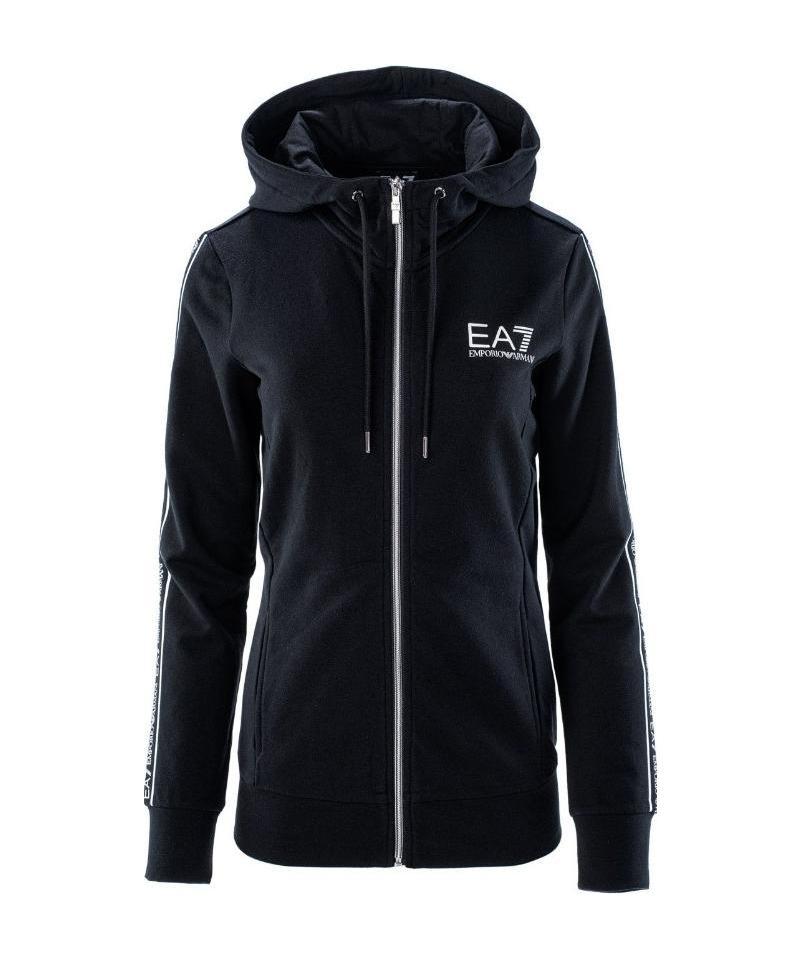 EA7 LOGO PRINT ZIPPED HOODIE