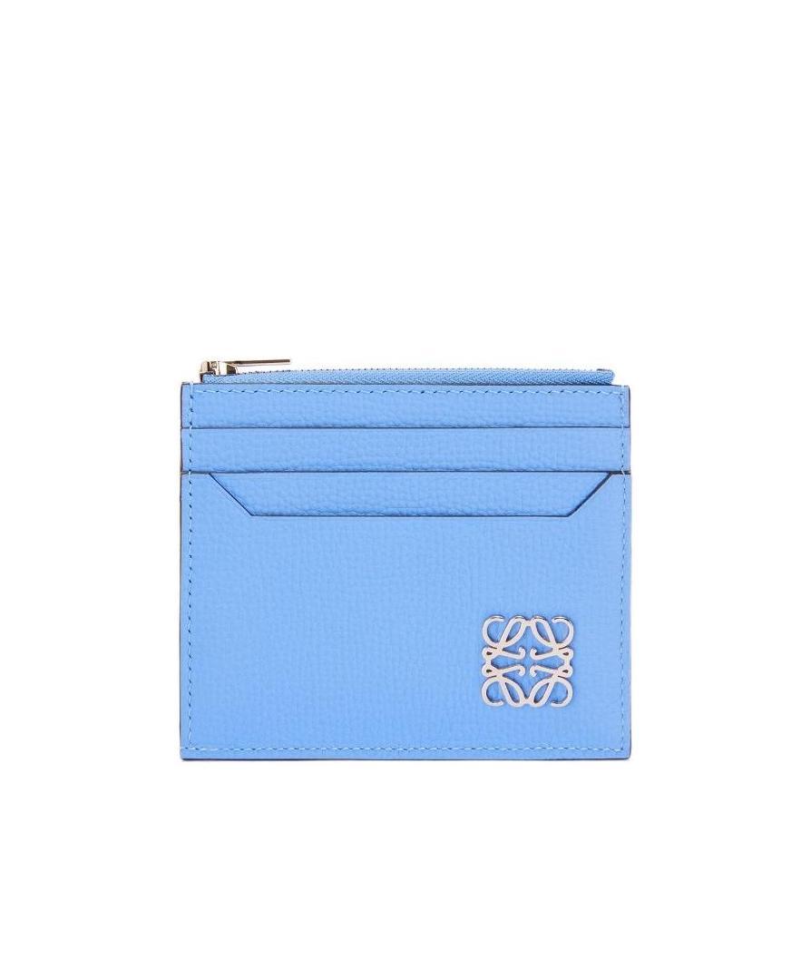 Loewe Logo Zipper Card Bag In Blue