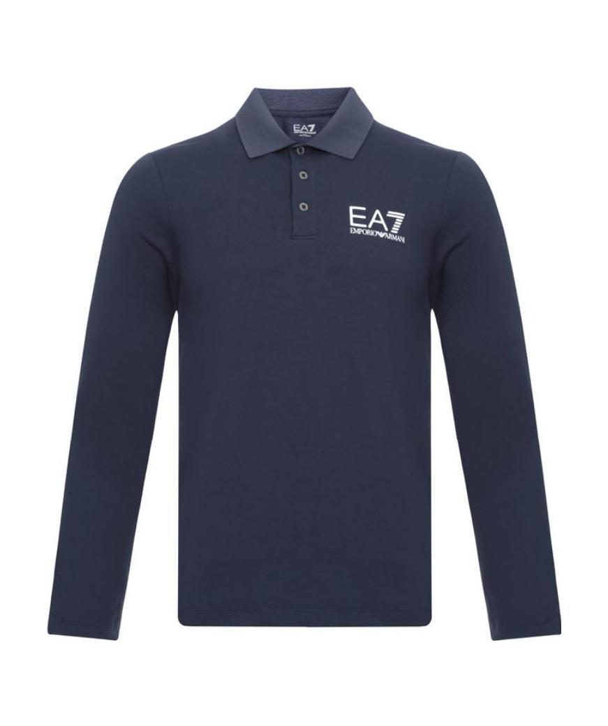 EA7 NAVY BLUE LONG-SLEEVED POLO SHIRT