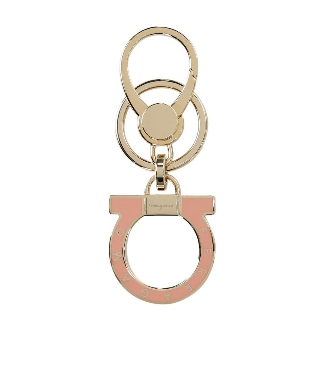 Ferragamo Logo Metal Ring Key Chain In Nude