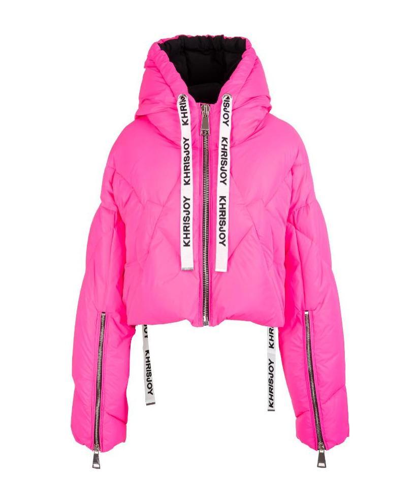 Khrisjoy Quilted Logo-drawstring Cropped Padded Jacket In Pink
