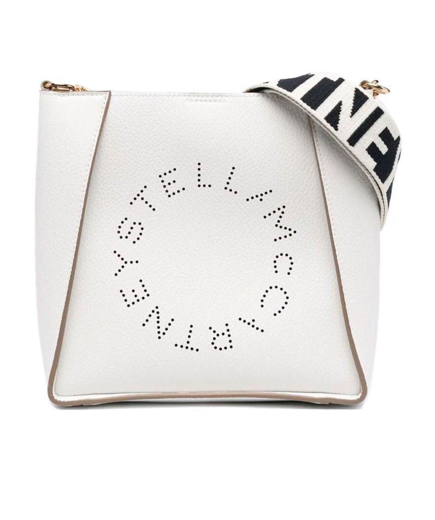 Stella Mccartney Logo Perforated Crossbody Bag In White