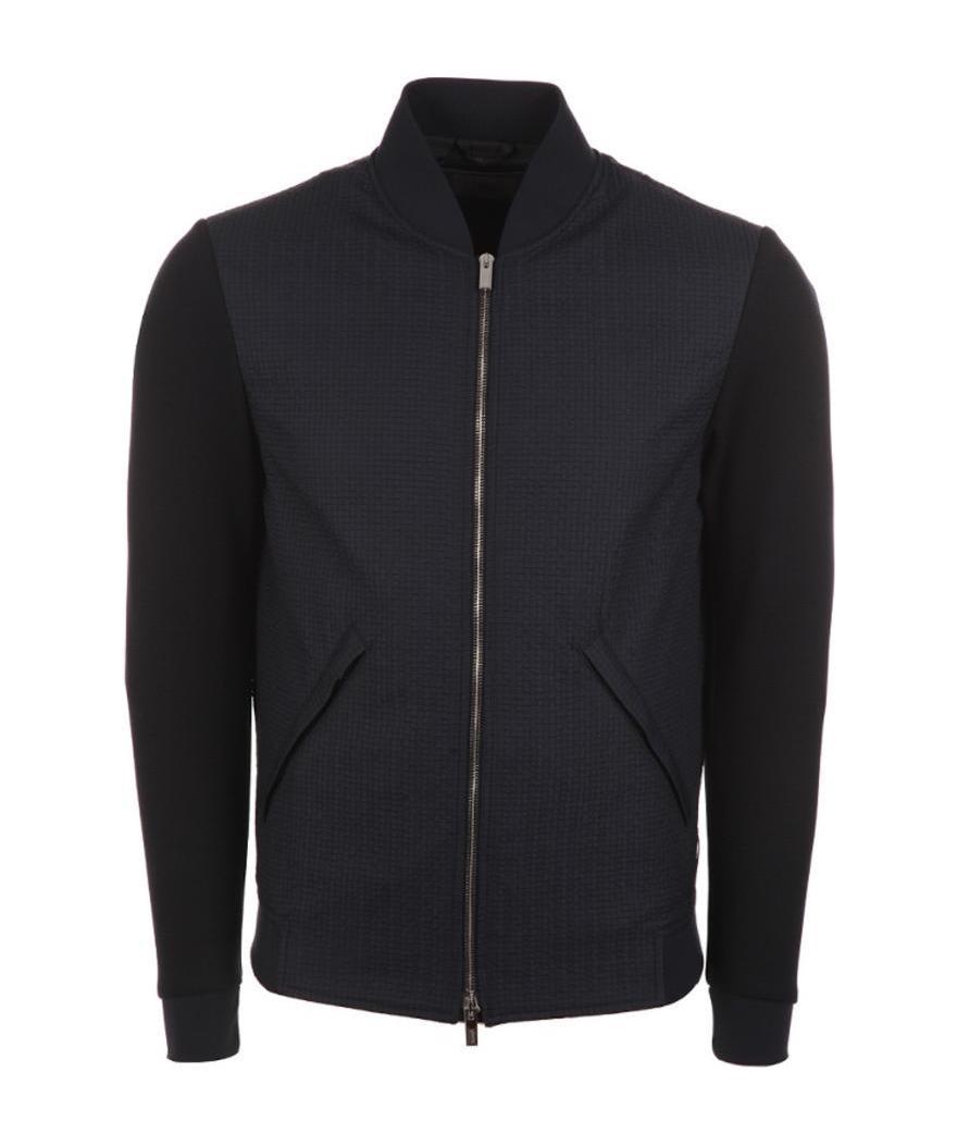 Armani Collezioni Zipper Casual Jacket In Black