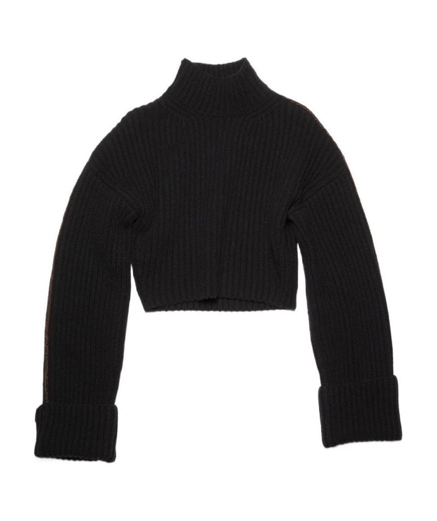 Acne Studios Black Short Round Lapel Sweater In Black