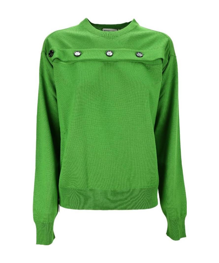 Bottega Veneta Button-detail Wool Jumper In Green
