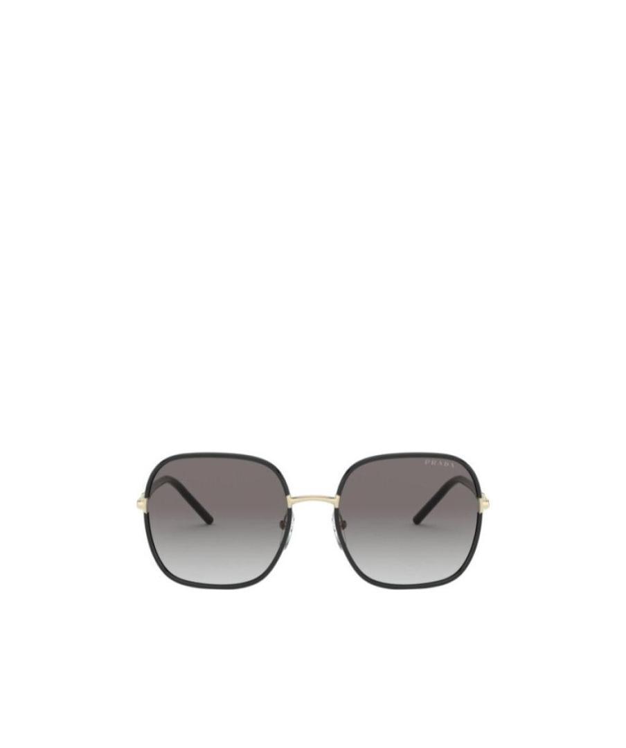 Prada Womens Black Pr 67xs 58 Rectangle-frame Metal Sunglasses In Gray