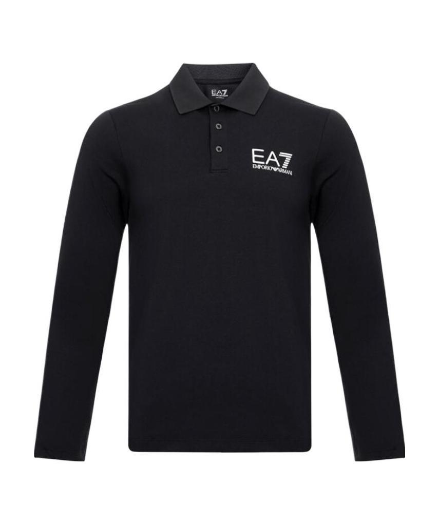 Emporio Armani Long-sleeved Polo Shirt In Black