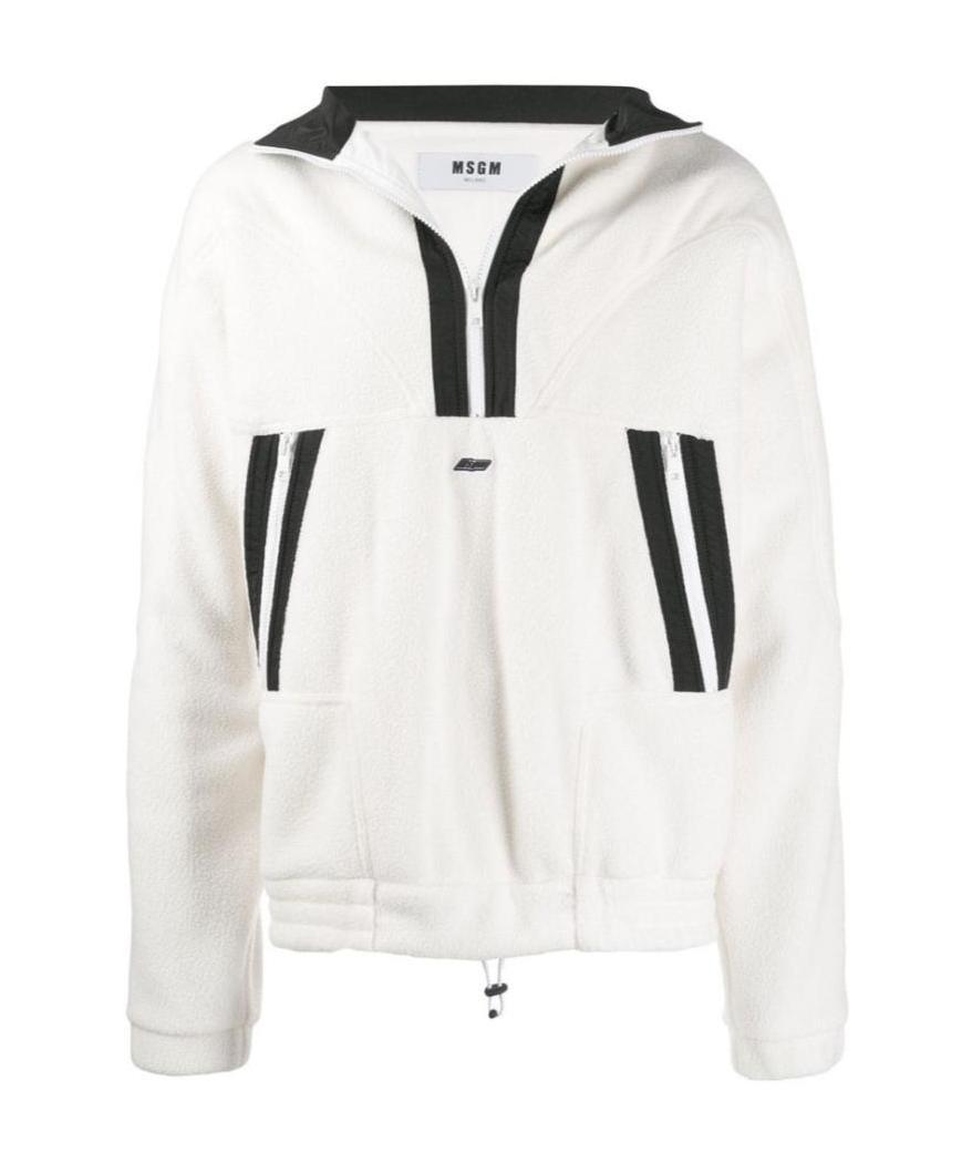 Msgm Contrast Stripe Sweatshirt In White