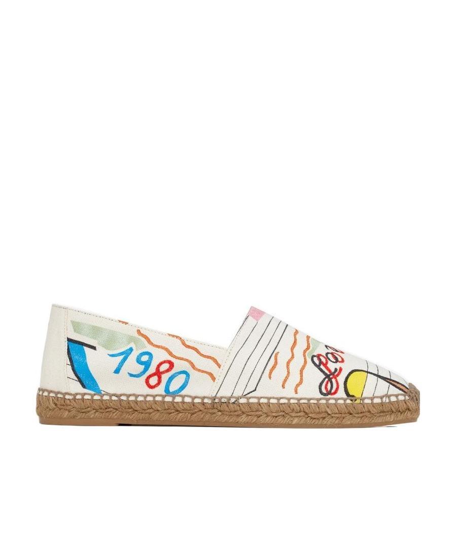 Saint Laurent Printed Flat Espadrilles In White