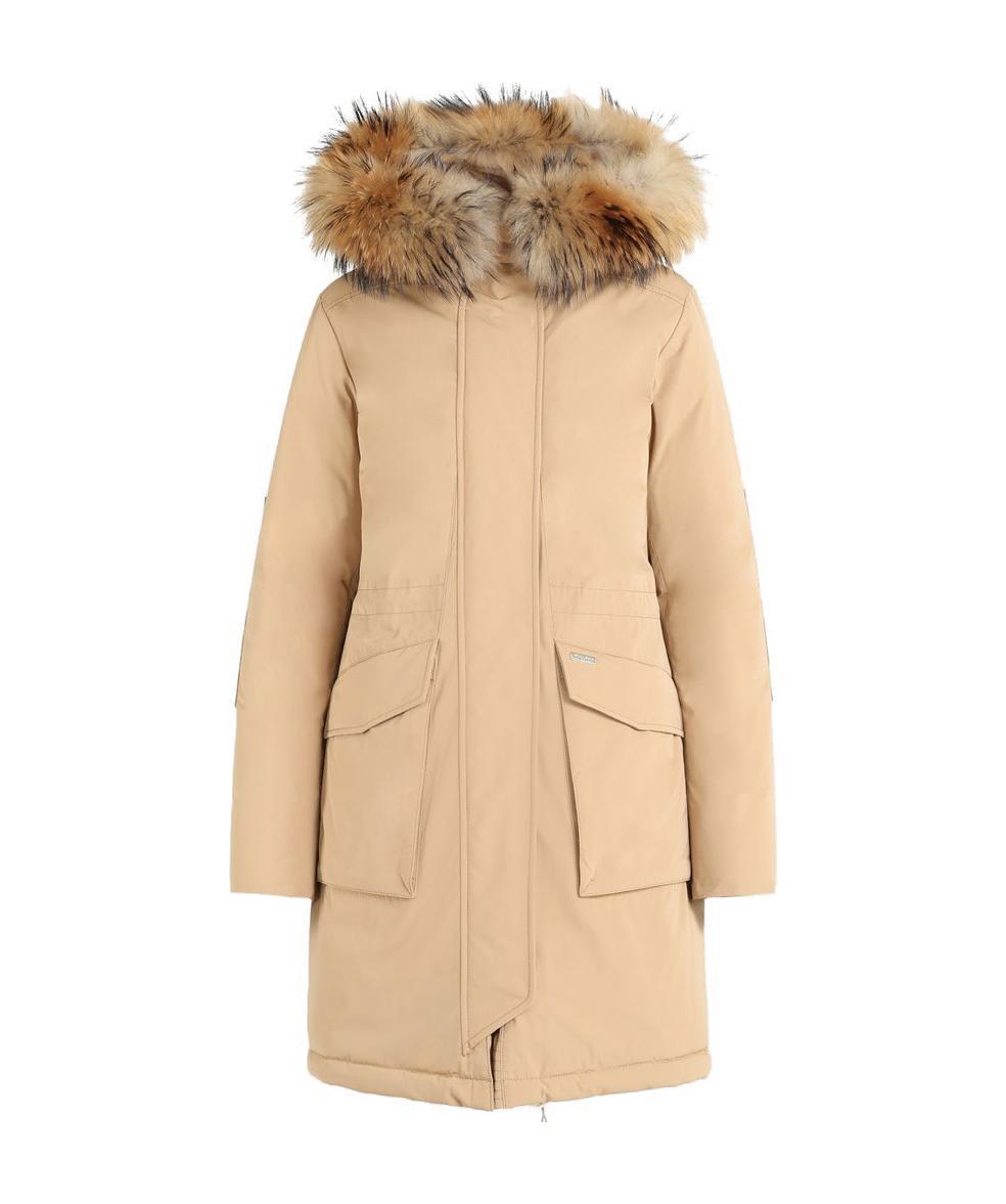 Woolrich Camel Parker Down Jacket In Nude