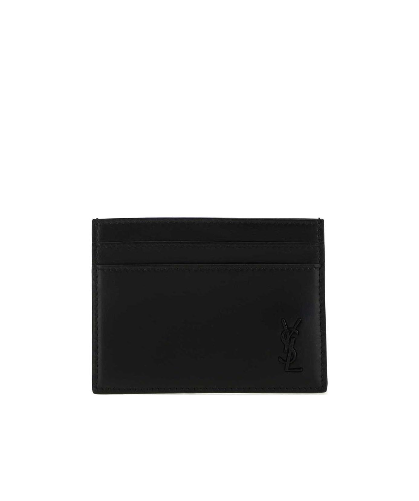 Saint Laurent Small Tiny Cassandre Cardholder In Black