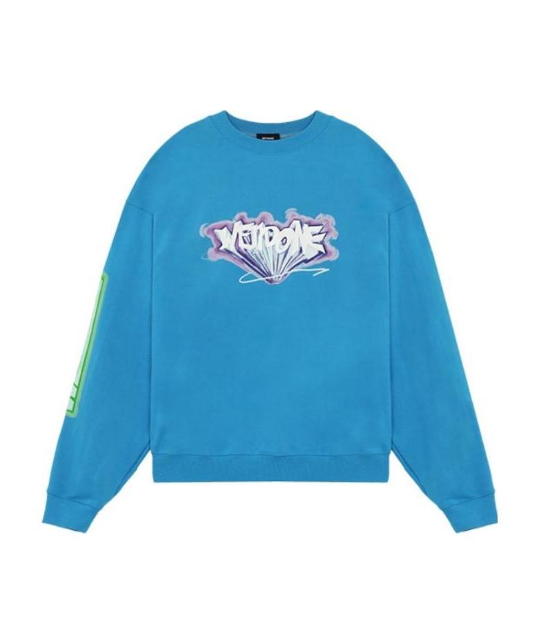 We11 Done Graphic-print Cotton Sweatshirt In Blue