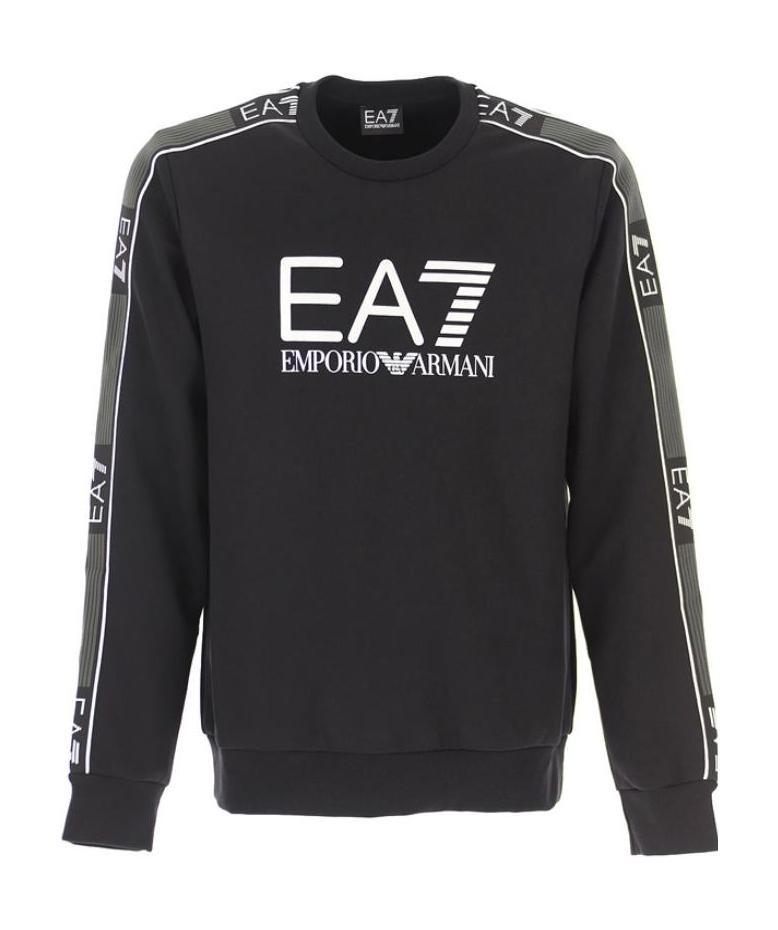Ea7 Logo Printed Pullover Sweater In Black