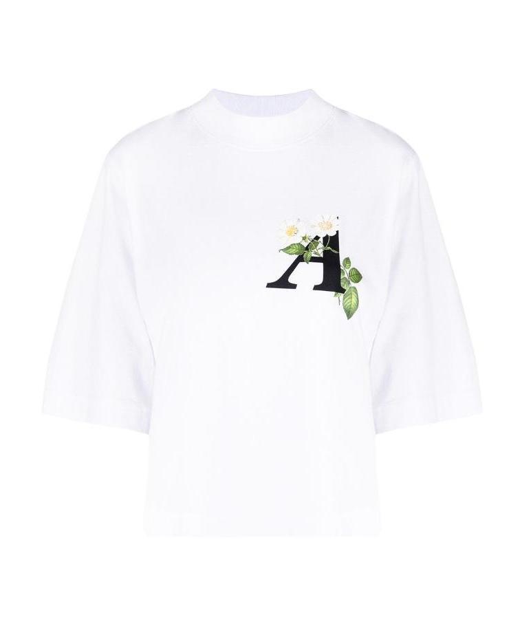 Palm Angels Daisy Logo Cropped T-shirt In White