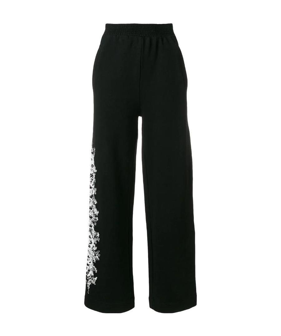 Off-white Side Printed Wide-legged Sports Pants In Black