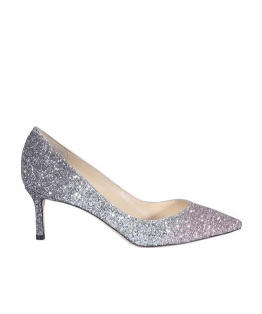 Jimmy Choo Romy Medium High Heels With Spring Onions In Gray