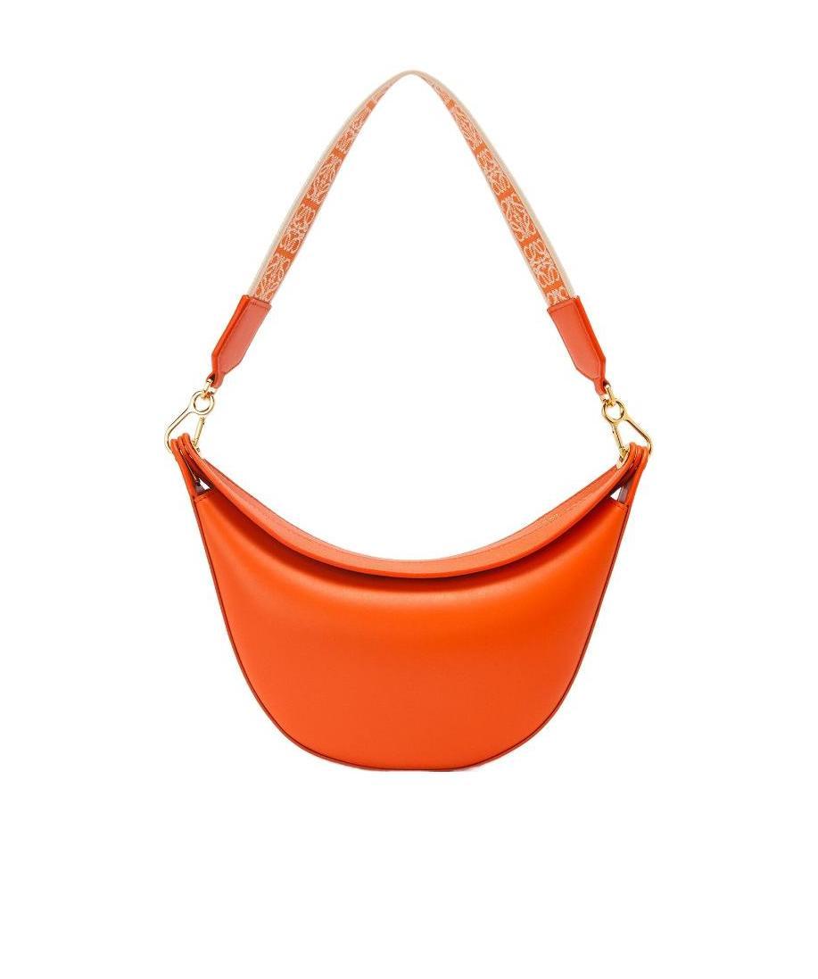 Loewe Small Luna Bag In Satin Calfskin And Jacquard In Orange