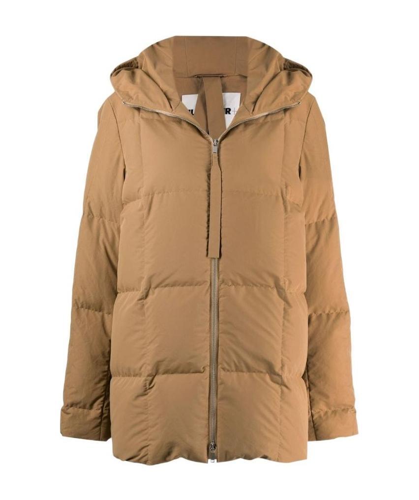 Jil Sander Oversize Hooded Down Jacket In Green