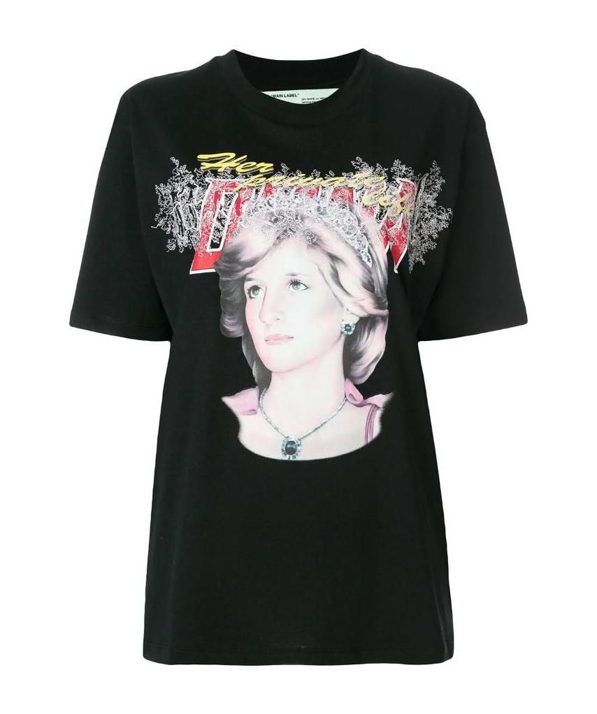 Off-white Printed T-shirt With Round Neck In Black