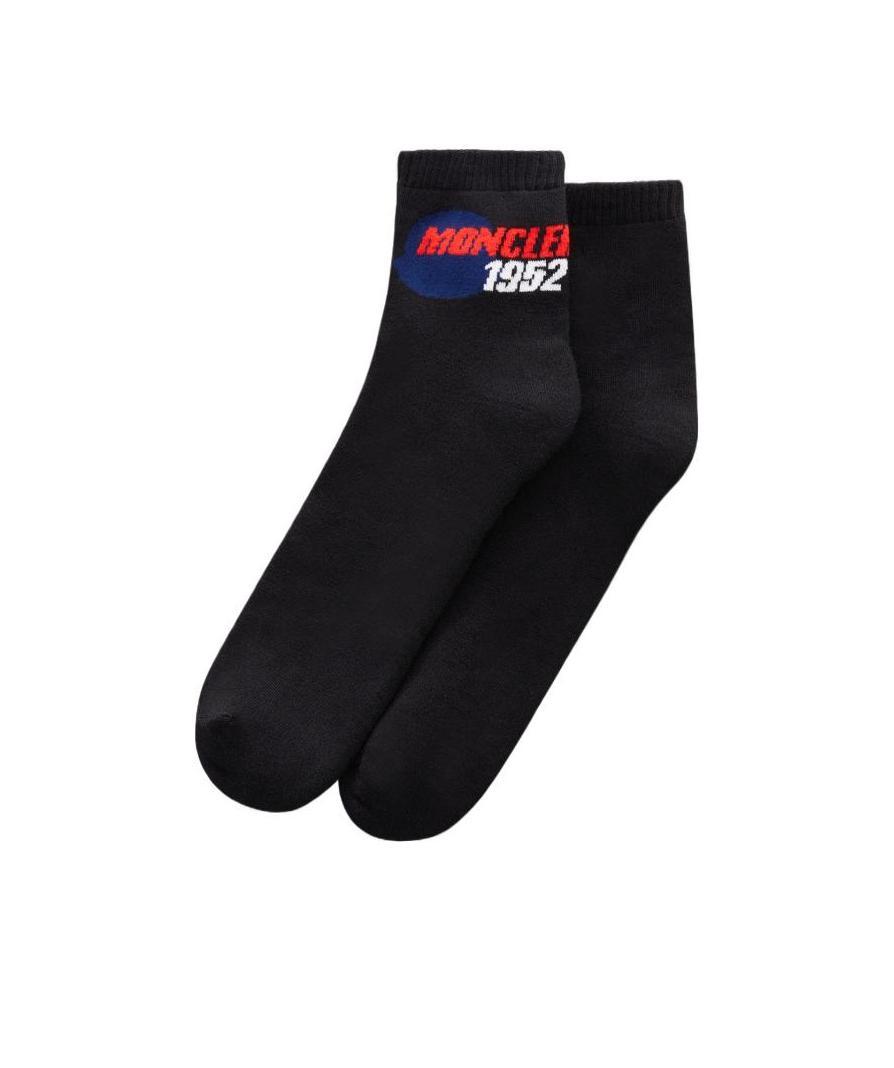 Moncler Patterned Cotton Socks In Black