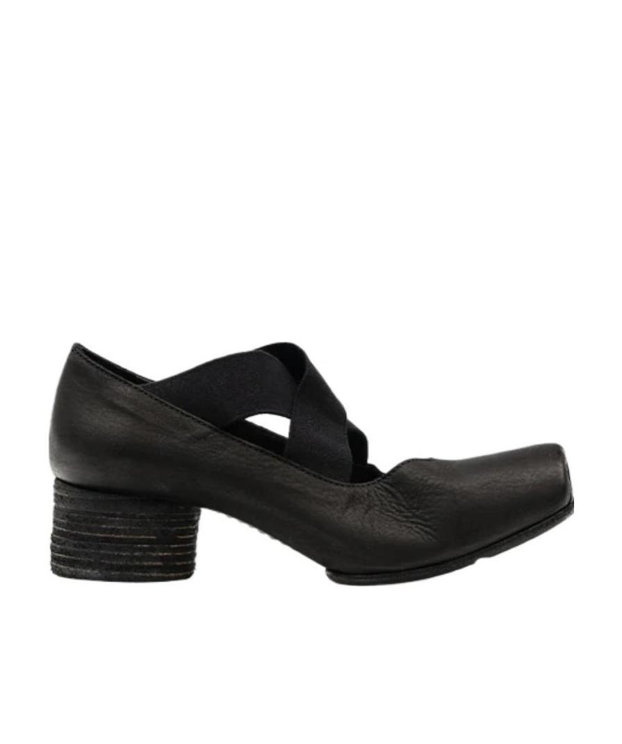 Uma Wang Lace-up Block Heel Shoes In Black
