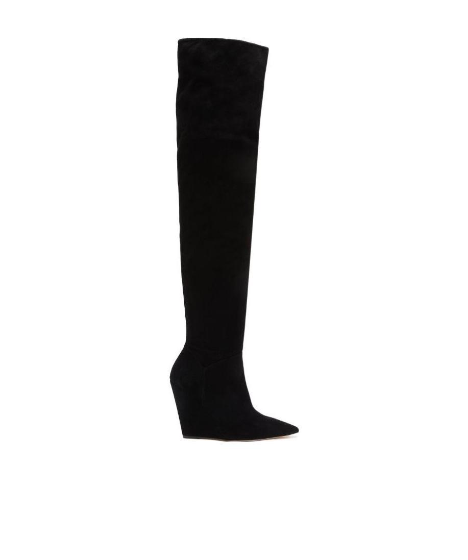 Stuart Weitzman Over-the-knee Pointed Toe Boots In Black