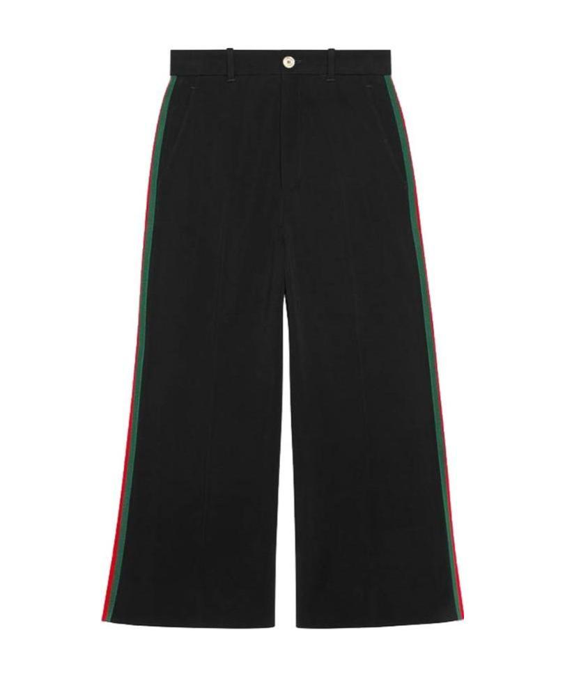 Gucci Viscose Culotte Pant With Web In Black