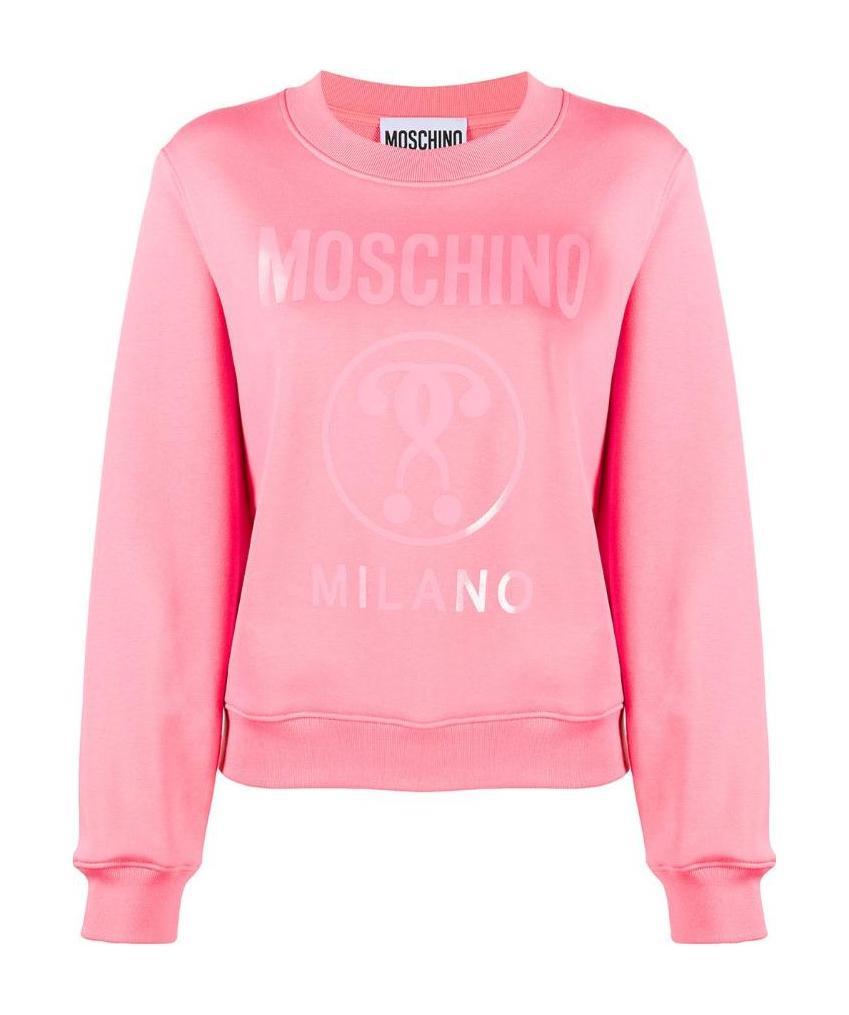 Moschino Milano Logo Printed Sweater In Pink