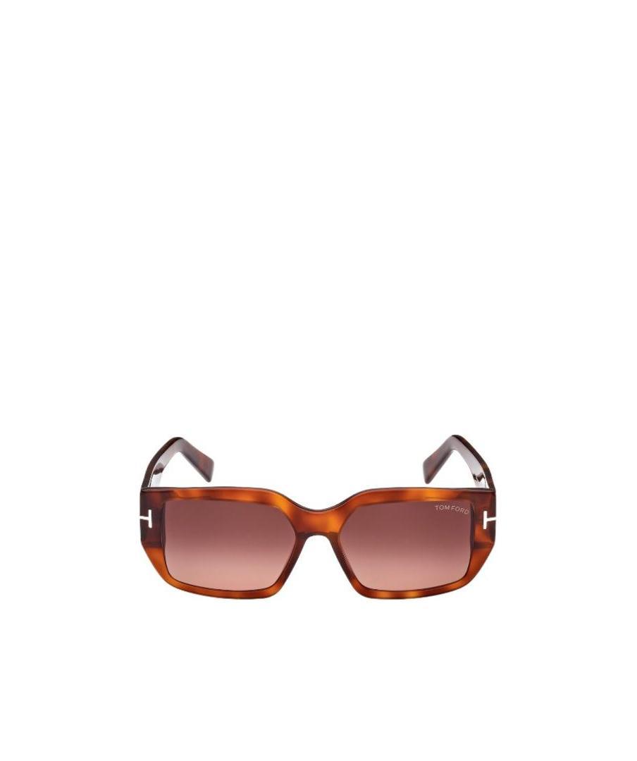 Tom Ford Logo Rectangular Frame Sunglasses In Brown