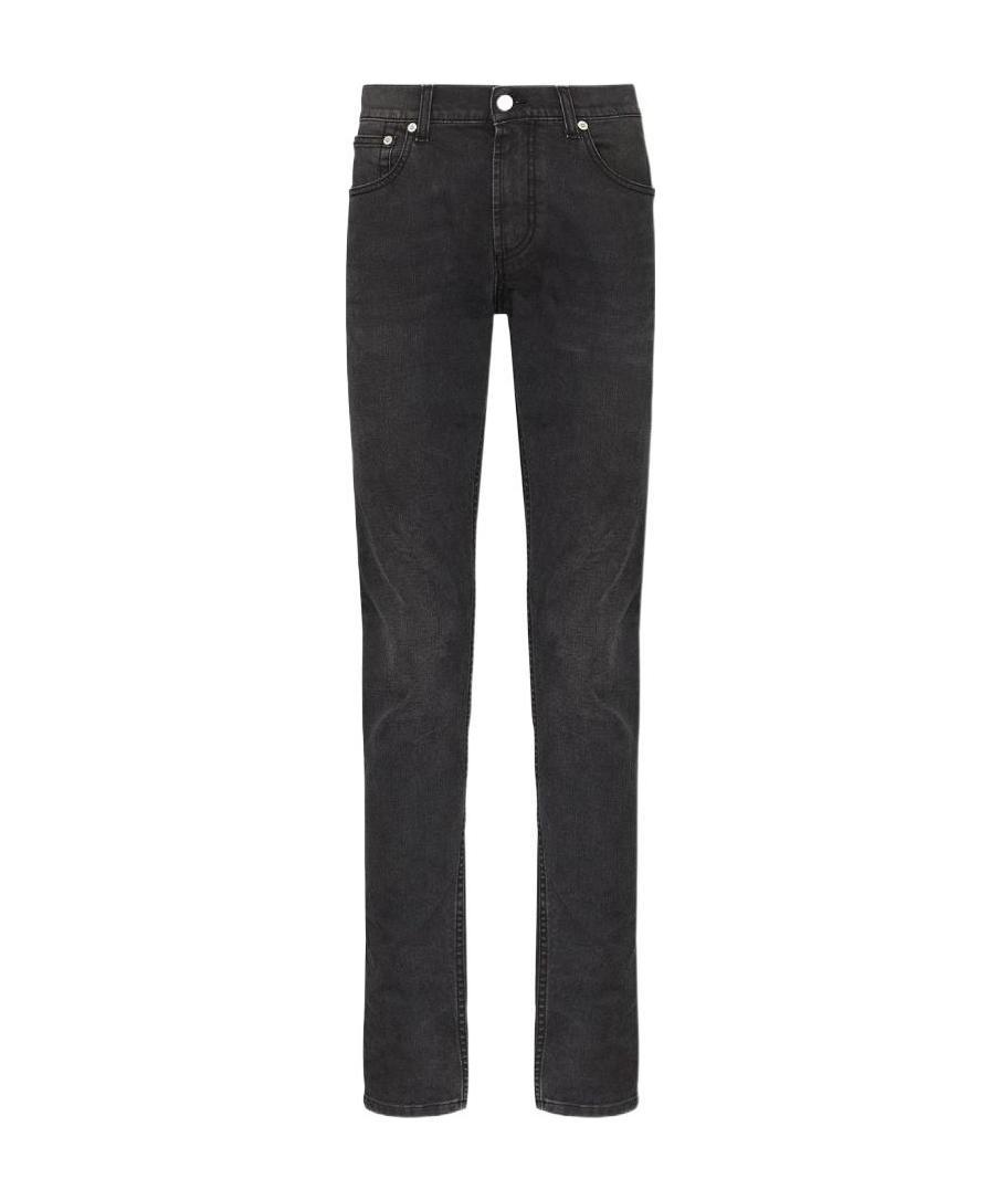 Alexander Mcqueen Logo Embroidery Skinny Jeans In Black