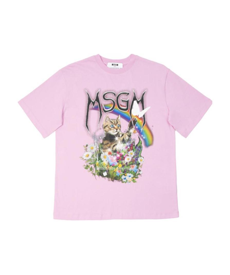 Msgm Printed Short-sleeved T-shirt In Pink