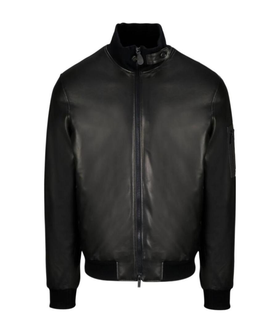 Shop Zegna Pilot Leather Jacket In Black