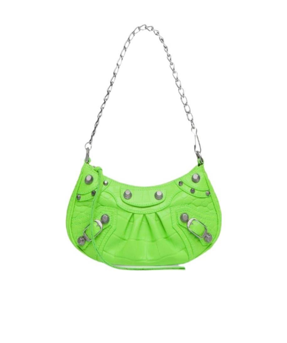 Balenciaga Borsa Le Cagole Mini Con Catena Con Lavorazione Coccodrillo Da Donna In Verde Acceso In Green