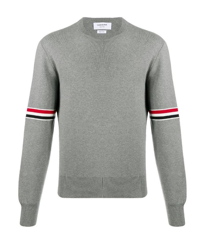 Thom Browne Milano Stitch Crew Neck Pullover In Gray