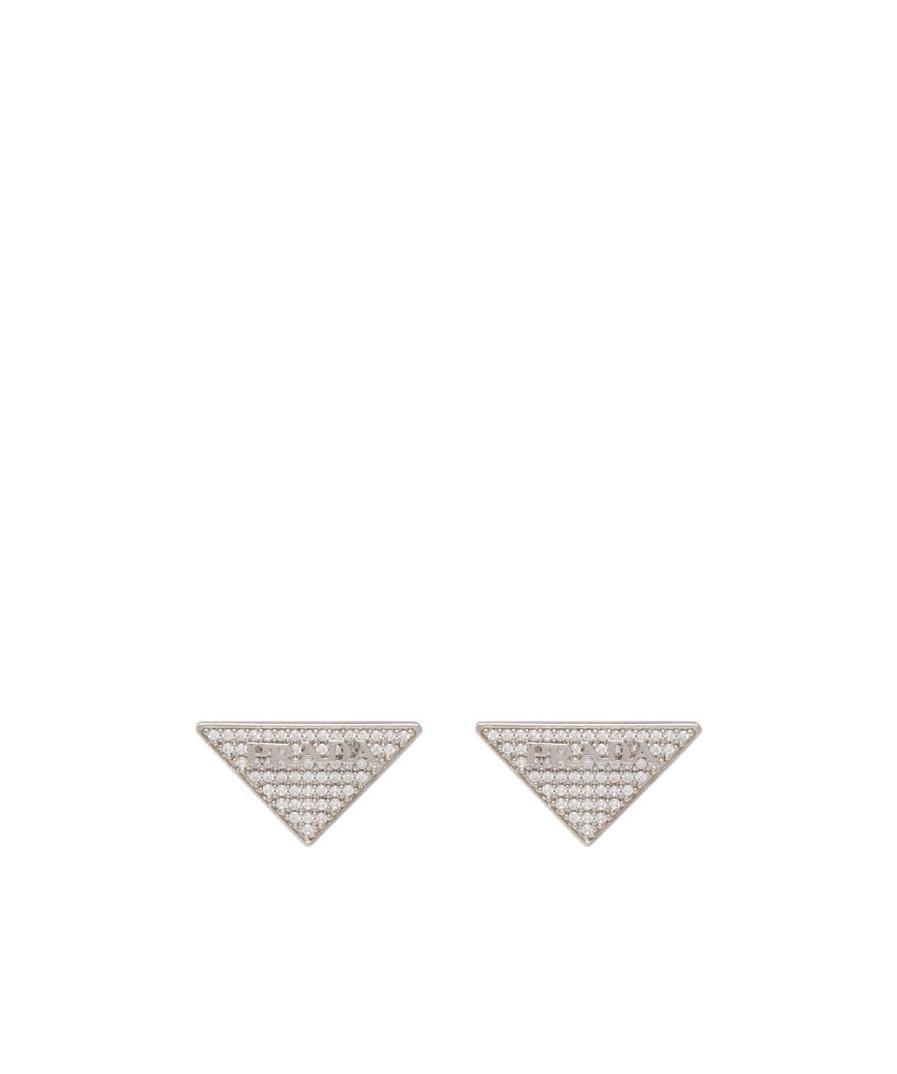 PRADA CRYSTAL LOGO JEWELS ZIRCONIA EARRINGS