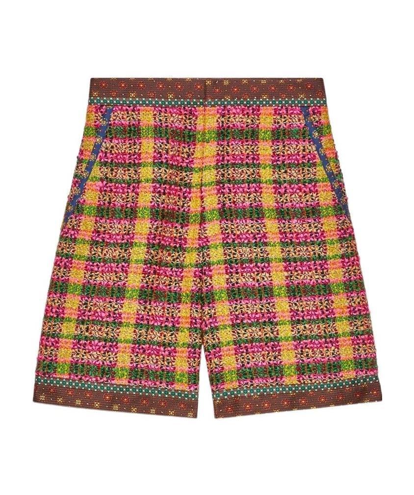 Gucci Checked Tweed Shorts In Brown