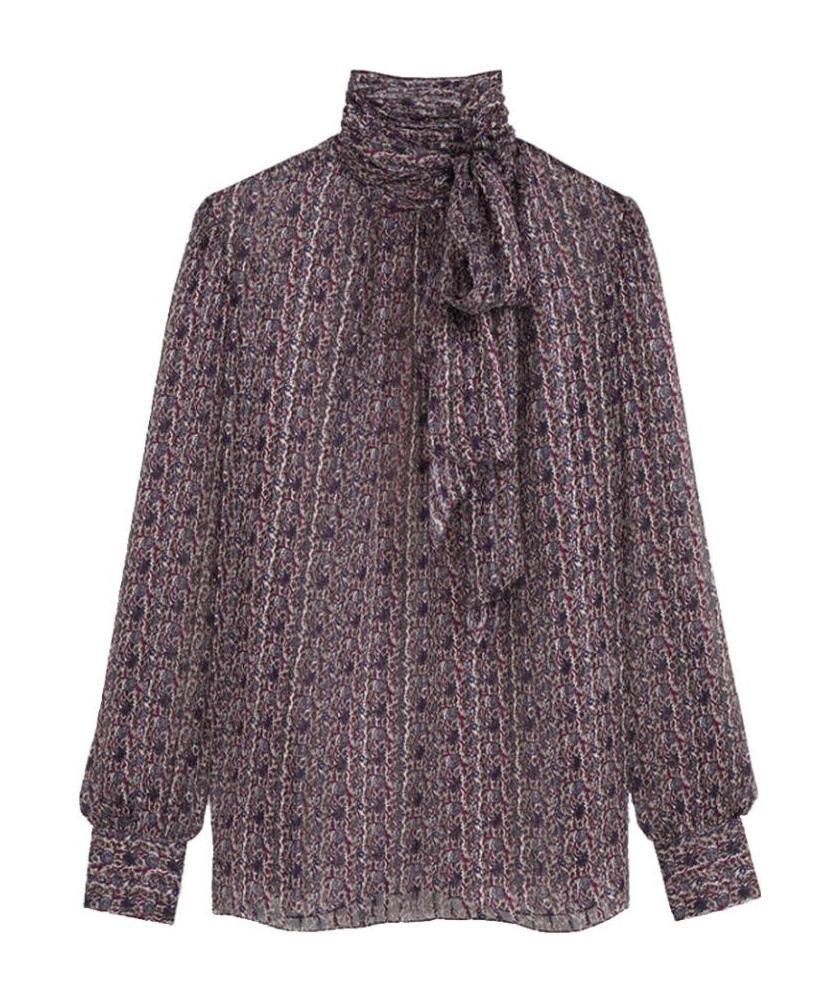 Celine Silk Printed Blouse In Blue