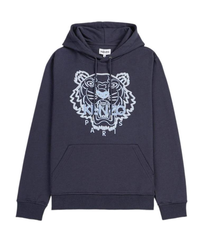 Kenzo Tiger Head-motif Cotton Hoodie In Black