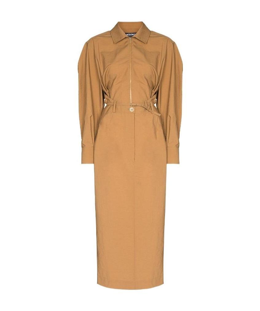 Jacquemus Uzco Puff-sleeve Dress In Nude