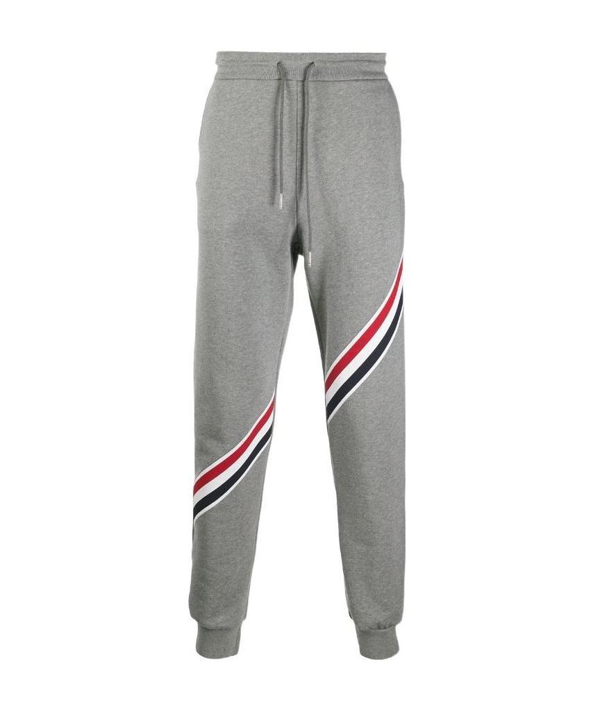 Thom Browne Rwb-stripe Cotton Track Pants In Gray