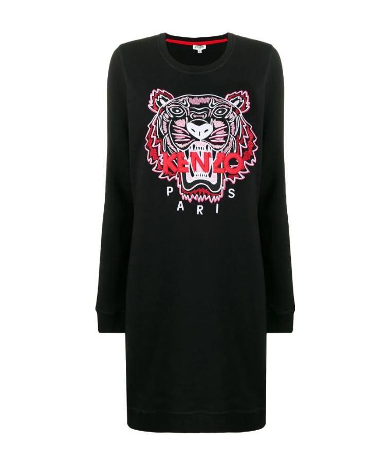 Kenzo Logo-embroidered Dress In Black